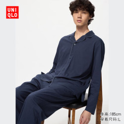 优衣库 AIRism棉混纺睡衣/长袖男装486477 69 藏青色 L