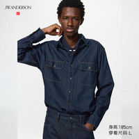 优衣库 牛仔衬衫/水洗产品/长袖男装女装合作款/衬衣486612 68 深蓝色 S