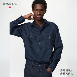 优衣库 牛仔衬衫/水洗产品/长袖男装女装合作款/衬衣486612 68 深蓝色 S