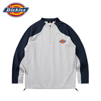 Dickies 美式复古休闲半拉链长袖T恤男士2026年秋季新款户外撞色上衣男装 云灰色