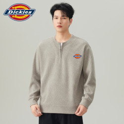 Dickies 日系复古休闲长袖T恤男士2026秋季新款宽松舒适百搭潮牌上衣服装 燕麦灰色
