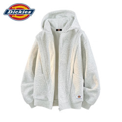 Dickies 美式复古休闲拉链卫衣男士2026秋季新款宽松舒适百搭时尚外套服装 白花灰色 【官方正品