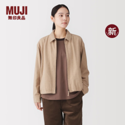 無印良品 MUJI 女式法兰绒衬衫式拉链夹克衫 女士外套女装上衣秋季新品BC2TOC6A 驼色 L  (165/88A)