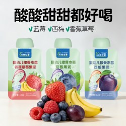 天然世家 婴幼儿果泥宝宝水果泥，西梅苹果香蕉味佐餐休闲零食 100g×3袋（随机口味）