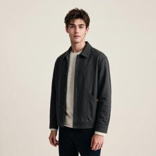 DKNY 翻领磨毛男式夹克男士外套秋冬款