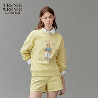 TEENIE WEENIE 小熊女装卫衣秋季圆领萌趣刺绣时尚舒适上衣 黄色