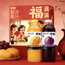 依能 果汁饮料1L*6瓶礼盒装送礼芒果汁红葡萄汁果蔬整箱装果汁