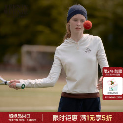 TEENIE WEENIE 小熊秋季长袖T恤休闲红色帽衫上衣女 燕麦色