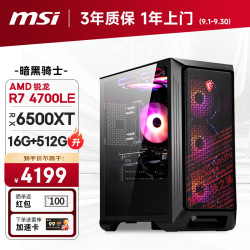 微星 暗黑骑士Codex AMD锐龙R7-4700LE/RX6500XT/16G/512G 电竞游戏设计师台式主机整机DIY组装电脑