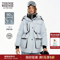 TEENIE WEENIE 小熊字母连帽羽绒服女2025冬季新款女羽绒服 蓝色
