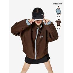 ICH MODE 美式开衫外套女春秋宽松休闲运动夹克上衣防风