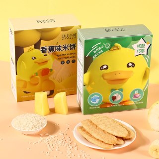 功夫小鸭 米饼非油炸米制品米饼干儿童零食入口易溶蔬菜香蕉味原味