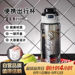 亿嘉 塑料水杯便携弹盖带茶仓塑料水杯850ml