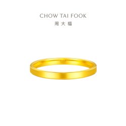 周大福 光圈素戒通勤款足金黄金戒指情侣对戒计价EOF1295订婚戒指