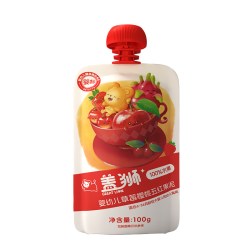 盖狮 婴幼儿水果五色果泥儿童零食蟠桃沙棘五黄罐装辅助食品即食
