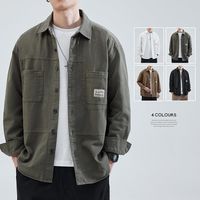 马登 美式工装衬衫春秋夹克男士宽松春秋季日系衬衣休闲外套长袖上衣