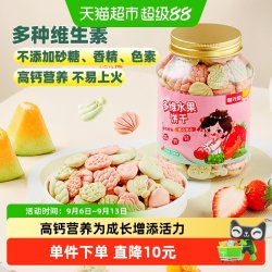 健元堂 儿童饼干水果味120g×1罐宝宝营养多维高钙零食无蔗糖早餐