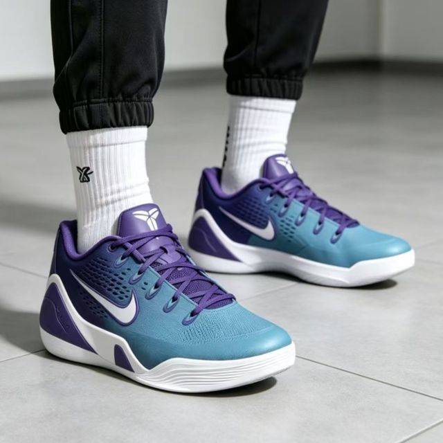 NIKE Kobe9科比男士低帮经典缓震运动渐进蓝篮球鞋IM6119-500