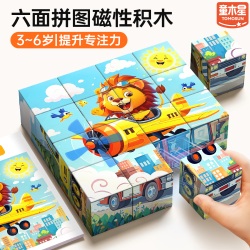 童木星 六面体磁性拼图立体方块积木儿童益智玩具3-6岁蒙氏早教磁吸便携 磁性六面体拼图
