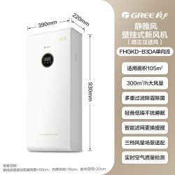 格力 家用新风机壁挂式新风系统300/400大风量换气空气净化器机