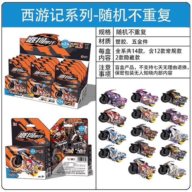 IDoon 飕狗摩托车山海经系列青龙烛龙盲盒儿童惯性车子搜狗飞车玩具 西游记-随机1款