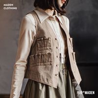 百亿补贴：马登 女士复古多口袋V领无袖马甲