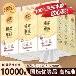 清风 悬挂式抽纸250抽厕所宿舍实惠装家用壁挂纸巾卫生纸餐巾纸面巾纸 12提
