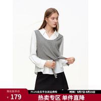 独束 女装假两件衬衫2026春季新品时尚通勤气质上衣 夜月灰 XL （尺码：3）