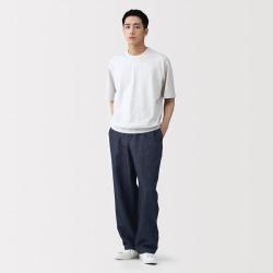 無印良品 MUJI 无印良品 男式 汉麻混 牛仔 直筒裤 男士男款长裤子男装秋季