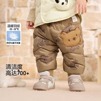 巴拉巴拉 高腰护肚保暖羽绒裤婴幼裤子男童加绒裤子宝宝裤子冬款女童小童
