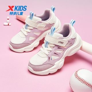 百亿补贴：特步 女童鞋子春秋新款幼小童网面透气运动鞋休闲鞋儿童女孩密网鞋