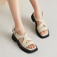 Clarks 其乐女鞋夏季交叉绑带厚底摩登时尚牛皮凉鞋