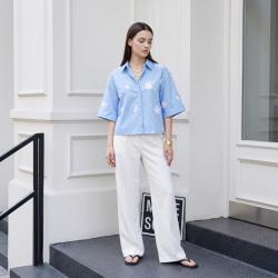 ZARA 舒适棉质V领显瘦设计衬衫