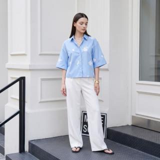 ZARA 舒适棉质V领显瘦设计衬衫