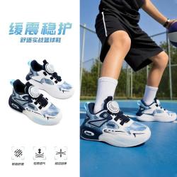 吉普 儿童篮球鞋春秋男童耐磨便捷旋钮扣女童鞋休闲运动鞋