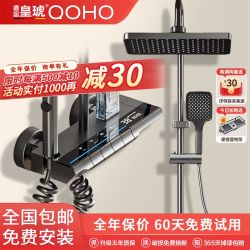 皇琥 德国皇琥淋浴花洒套装恒温数显卫浴家用增压钢琴键枪灰色喷头整套