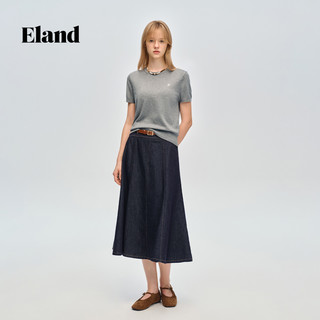 E·LAND 衣恋 绒感棉针织T恤 卡巴纳蓝 M