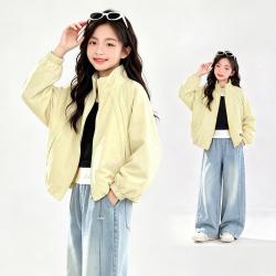 1001夜 女童春秋休闲外套2026新款中大儿童青少年春秋季时尚开衫外套