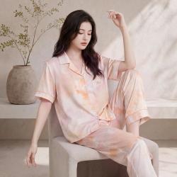 芬腾 睡衣女春秋薄款可外穿短袖高级感家居服套装