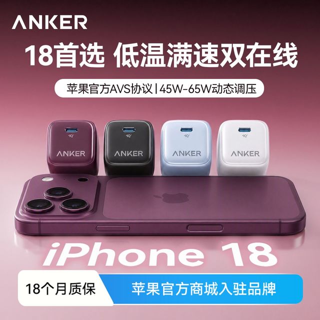 Anker 安心充Pro+新款45W苹果充电器iPhone18Pro/17充电头快充