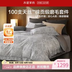 水星家纺 A类100支兰精天丝棉磨毛四件套天丝+棉秋冬床单枕套被罩套件 贝利尼磨毛四件套1.8米床