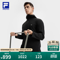 FILA 连帽外套26秋季新款休闲男士针织健身运动防晒宽松上衣 深黑-BK XL 180/100A/XL