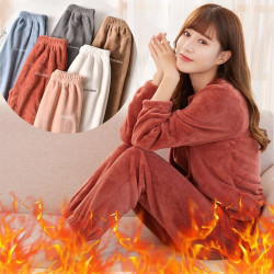  大码加绒睡衣长袖女冬珊瑚绒爆款女秋冬天家居服套装