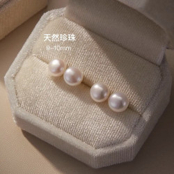 天然淡水珍珠单颗耳夹强光近圆近无暇耳钉经典蚊香盘无耳洞耳夹