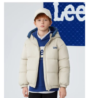 Lee kids儿童冬季连帽保暖羽绒服外套真羽绒大朵羽绒