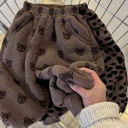 女童加绒裤子冬季新款韩版男女宝奥利绒保暖哈伦束脚裤子6Y143