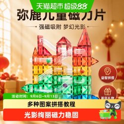 弥鹿 六一儿童磁力片彩窗积木男女孩拼图磁铁棒