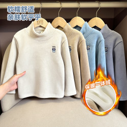 右欧 男童双面奥利绒半高领加厚打底衫秋冬装儿童装小童上衣U15124