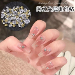 K9施家同款美甲饰品尖底钻透明美甲堆堆钻溜缝钻填缝钻大小混装