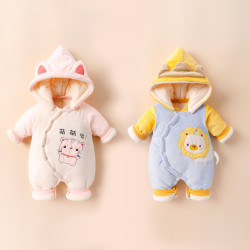 宜爽儿 新年装新生婴儿儿连体衣秋冬装季加厚套装拜过年牛宝宝外出抱衣服